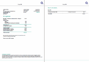 USA O2 utility bill template in Word and PDF formats, 2 pages, version 2