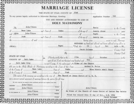 USA Office of marriage register certificate of marriage template in PSD format