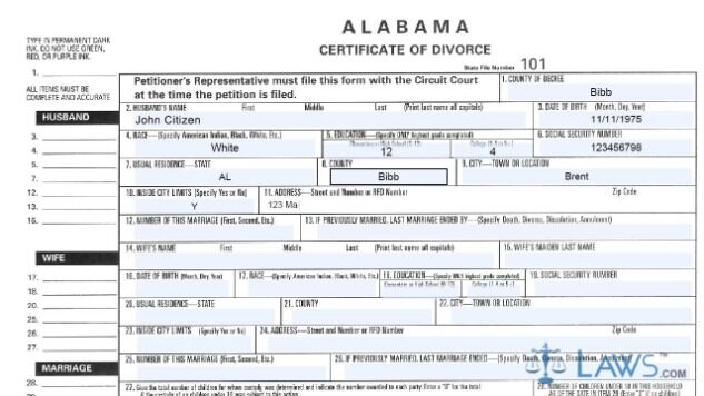 USA Petitioner's Representative divorce certificate template in PSD format