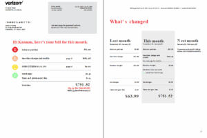 USA Verizon utility bill template in Word and PDF formats, 2 pages