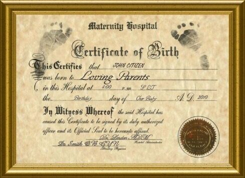 United States Maternity Hospital Birth Certificate template in PSD format