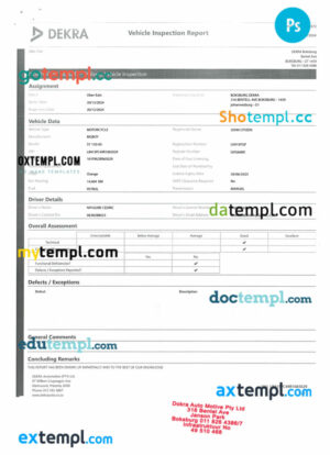 Vehicle Inspection report template in PSD format