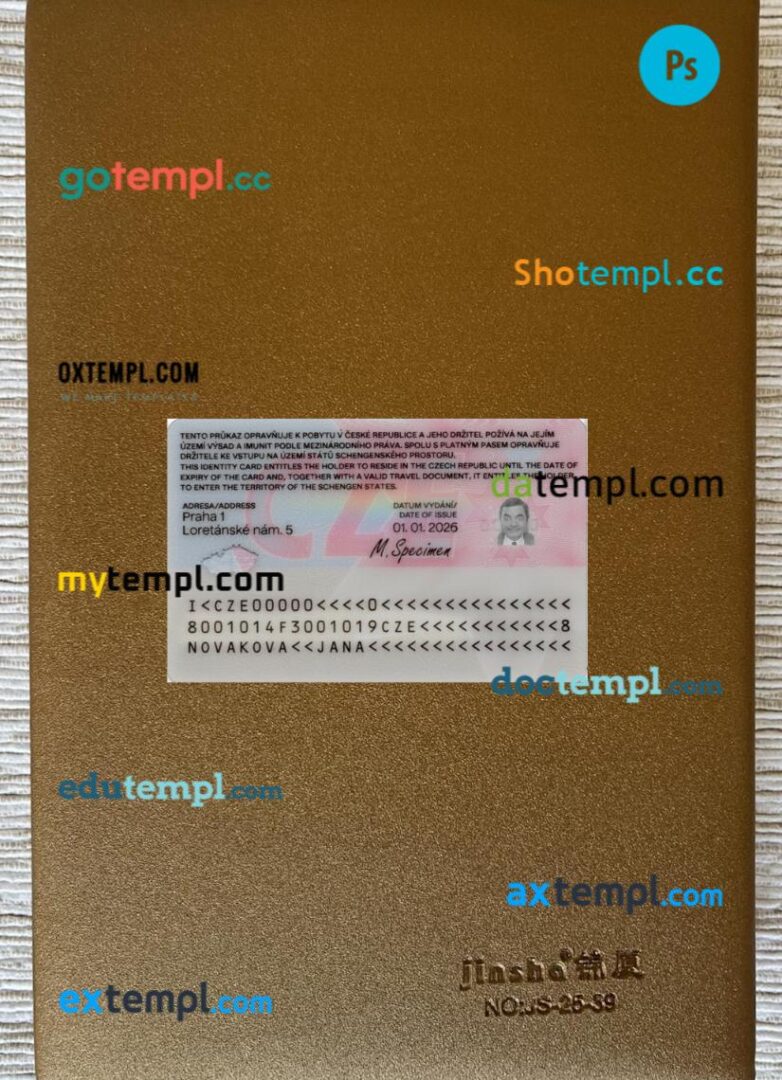 Czech ID card and long-term residence permit PSD files, scan look and photo-realistic look, 2 in 1, 2026-present - Image 2