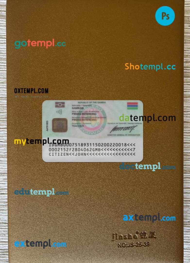Gambia Ecowas ID card PSD files, scan look and photo-realistic look, 2 in 1 - Image 2