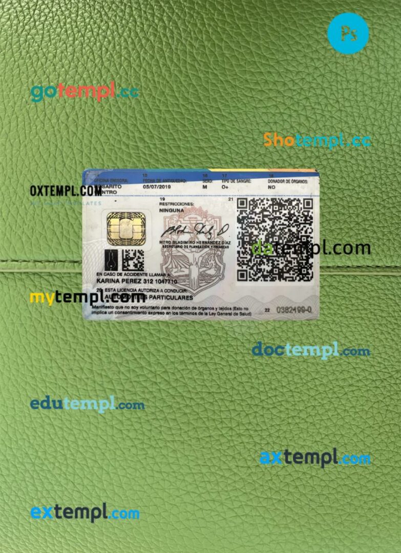 Mexico Baja California state driving license PSD files, scan look and photographed image, 2 in 1 - Image 2