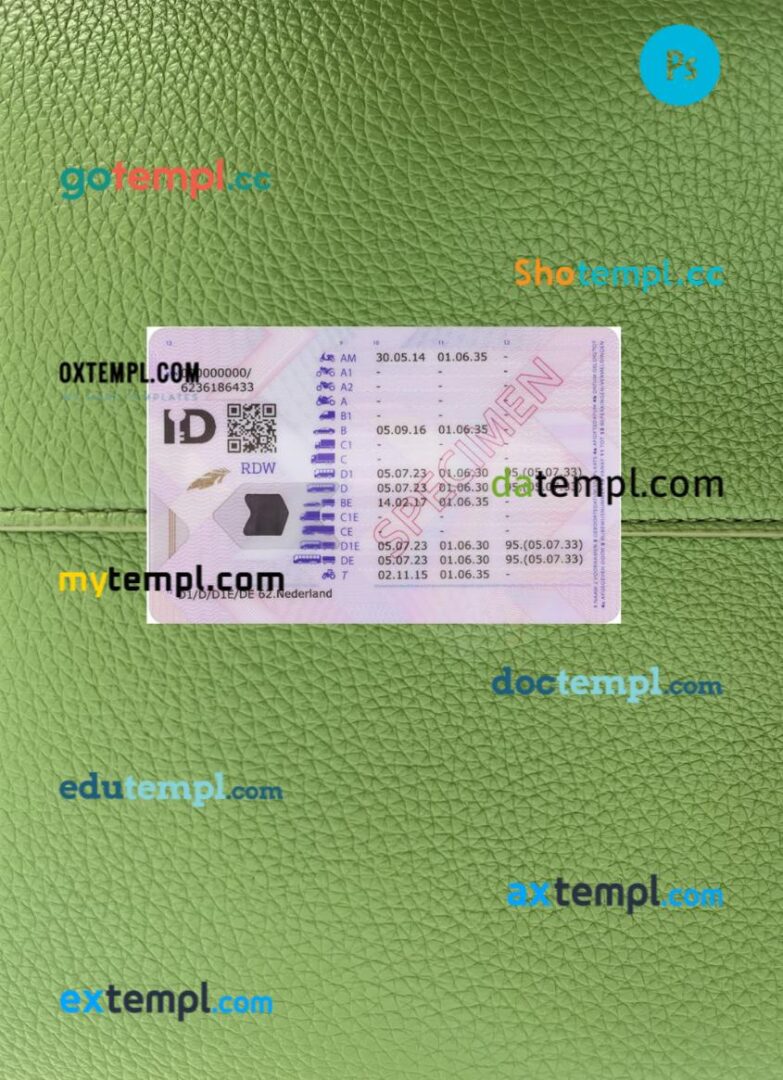 Netherlands driving license PSD files, scan look and photographed image, 2 in 1, 2025-present - Image 2
