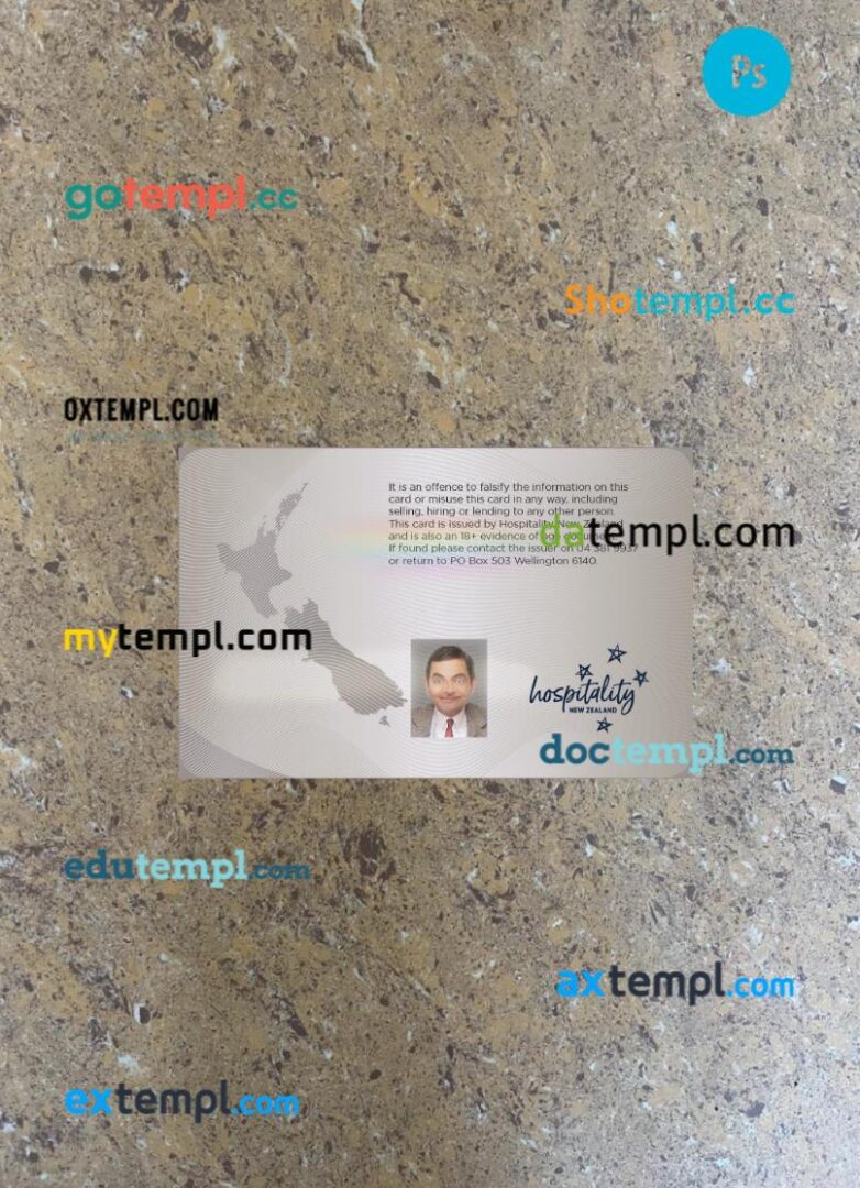 New Zealand Kiwi access (proof of age) card PSD files, scan and photo taken image, 2 in 1 - Image 2