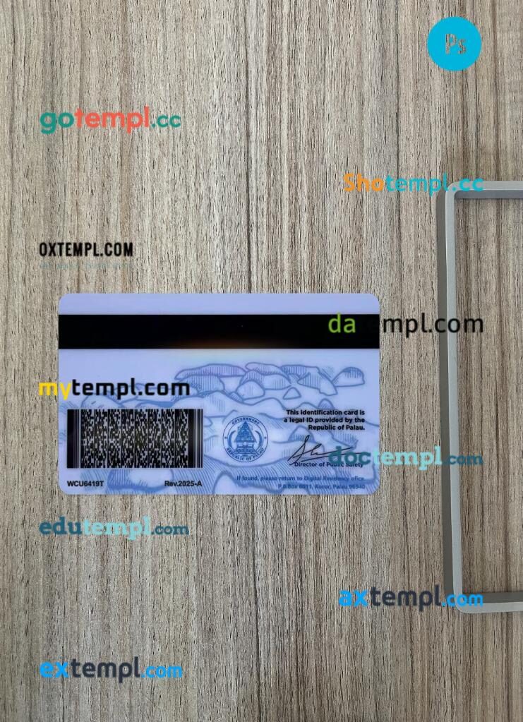 Palau ID card PSD files, scan look and photo-realistic look, 2 in 1, 2025-present - Image 2
