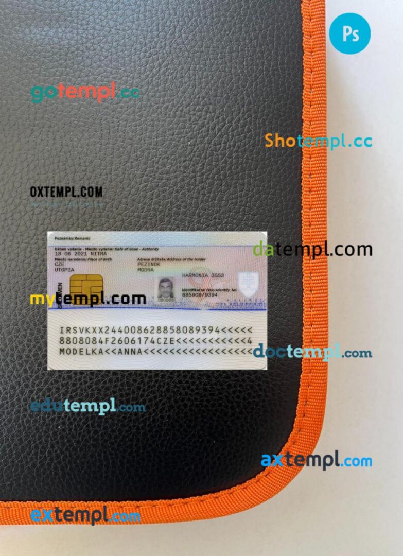 Slovakia residence permit PSD files, scan look and photo-realistic look, 2 in 1 - Image 2