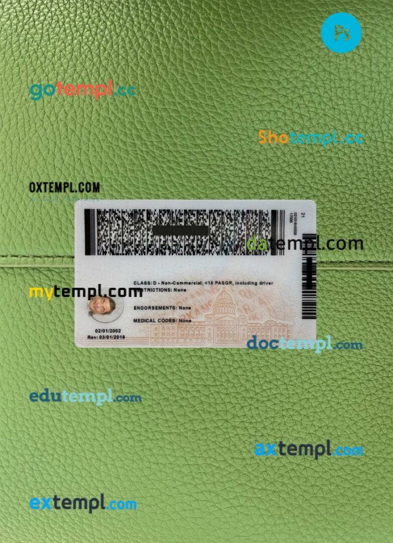 USA Arkansas under 21 driving license PSD files, scan look and photographed image, 2 in 1 - Image 2