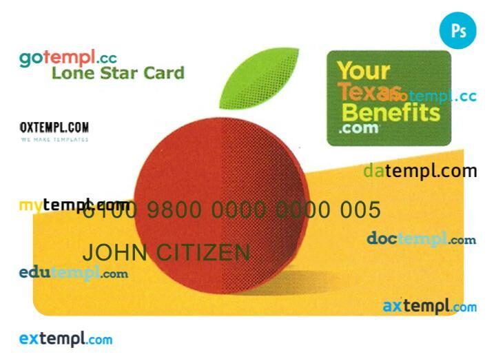USA Texas EBT card template in PSD format
