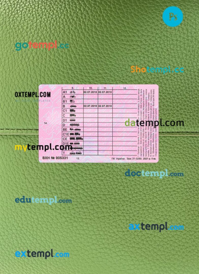 Ukraine driving license PSD files, scan look and photographed image, 2 in 1, 2024-present - Image 2
